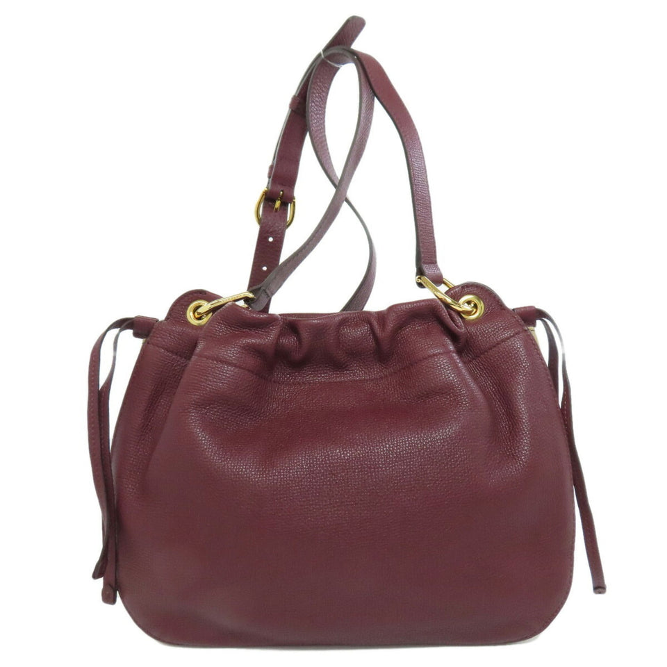 Burberry Bordeaux Leather Shoulder Bag ( )