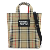 Burberry Beige Black Polyester Cotton Shoulder Bag Tote Bag ( )