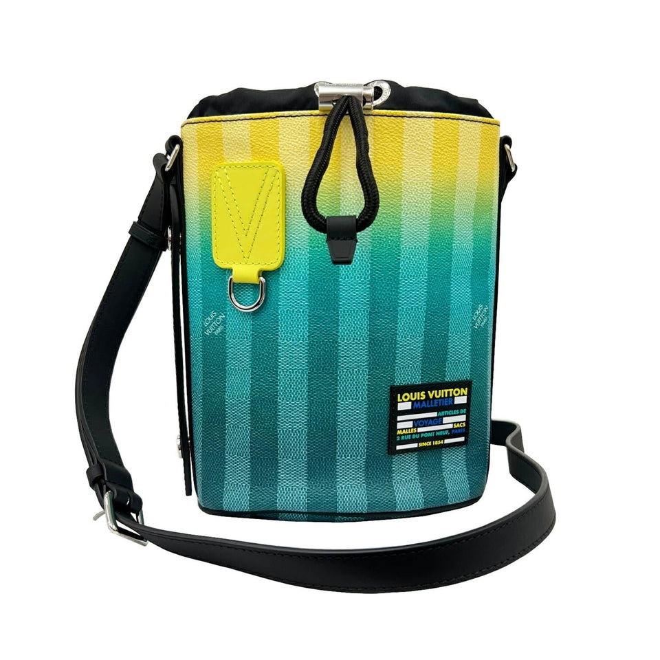 Louis Vuitton Sac Marant Shoulder Bag HandBag RFID Damier Stripe Yellow Green Men's