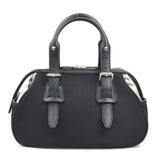 Burberry Beige Black Nylon Canvas Leather Handbag ( )