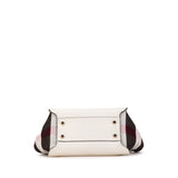 Burberry Black Red Color White Leather Canvas Handbag Tote Bag ( )