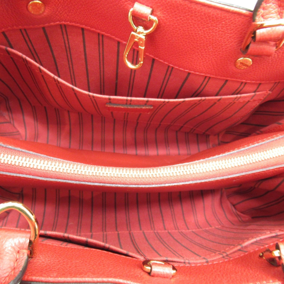 Louis Vuitton Montaigne MM Shoulder Bag Red Cerise Monogram empreinte leather