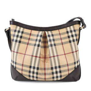Burberry Beige Dark Brown Pvc Leather Shoulder Bag ( )