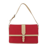 Burberry Beige Red Color Canvas Leather Handbag Shoulder Bag Tote Bag ( )