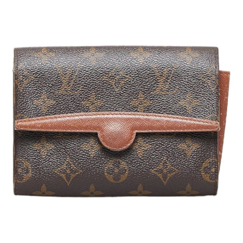 Louis Vuitton Monogram Arche Pouch Clutch Bag Brown PVC Leather Ladies