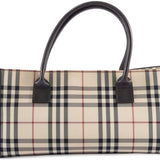 Burberry Beige Brown Canvas Leather Handbag ( )