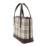 Burberry Beige Brown Canvas Leather Handbag ( )