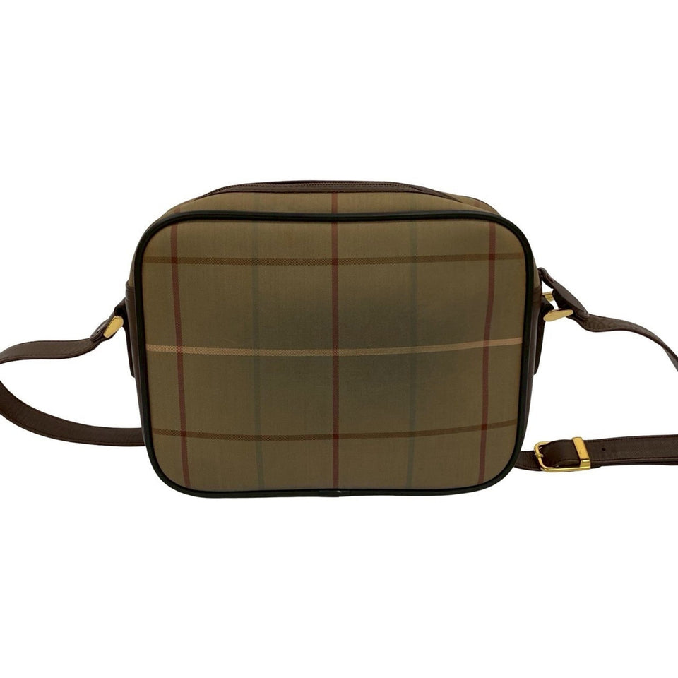 Burberry Brown Khaki Canvas Leather Shoulder Bag ( )