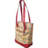 Burberry Beige Red Color Canvas Tote Bag ( )