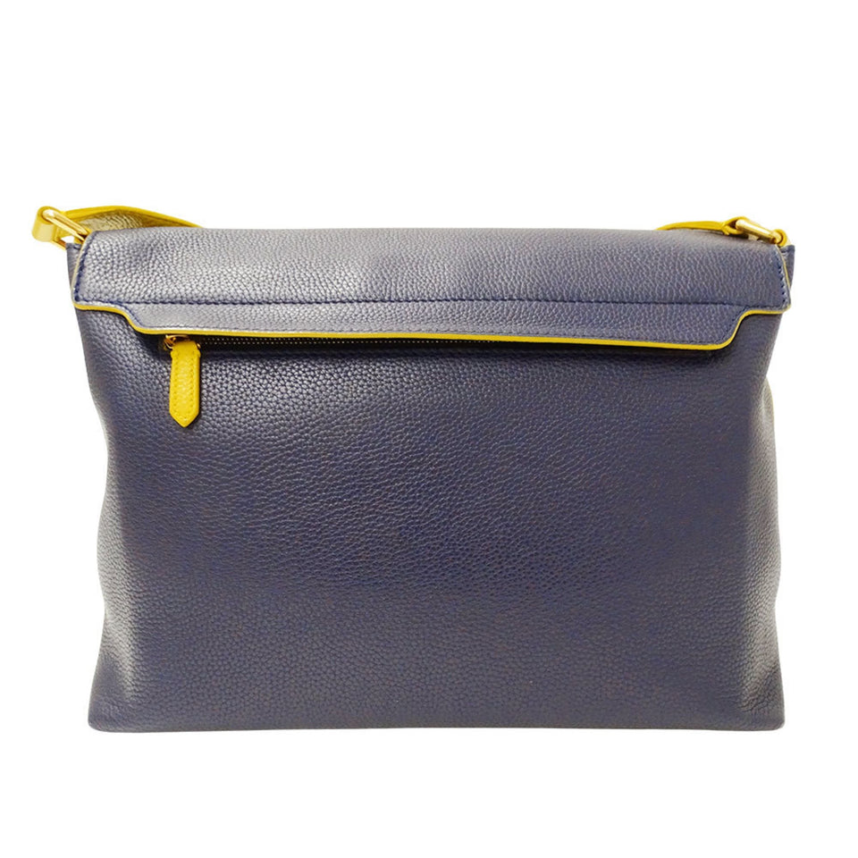 Burberry Navy Yellow Leather Shoulder Bag ( )
