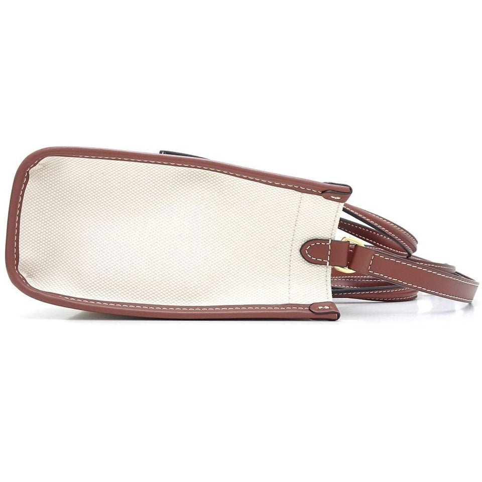 Burberry Brown Ivory Canvas Leather Shoulder Bag ( )