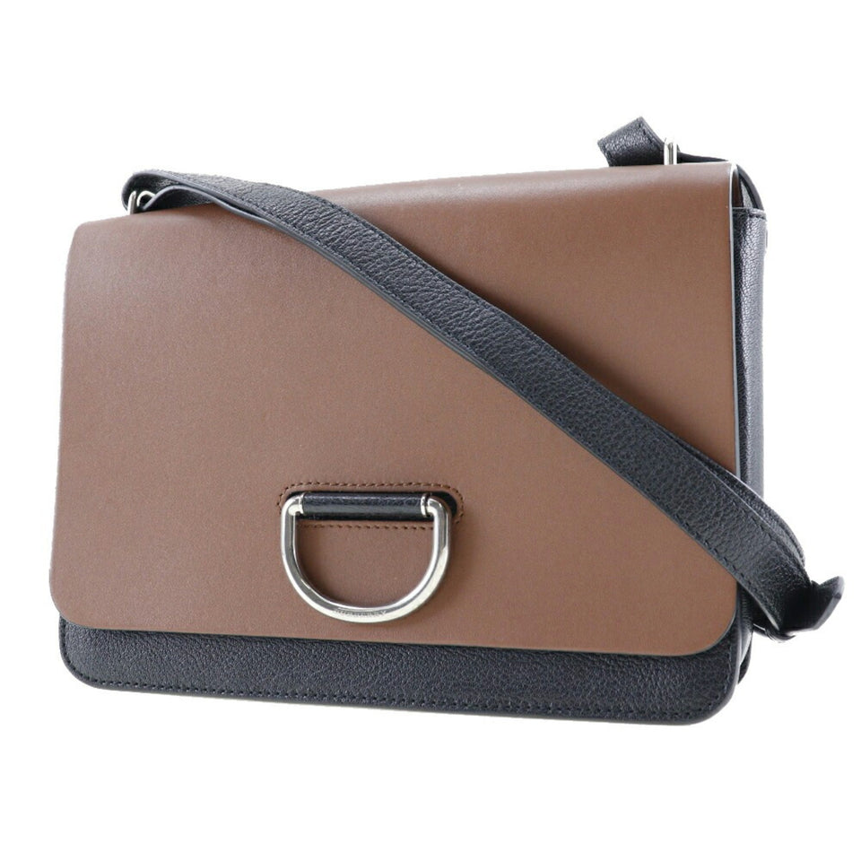Burberry Black Brown Leather Shoulder Bag ( )