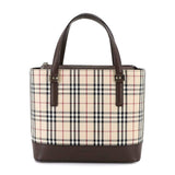 Burberry Beige Brown Canvas Leather Handbag ( )