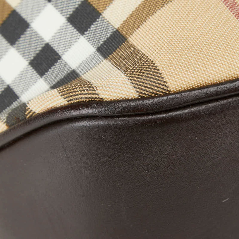 Burberry Beige Brown Pvc Leather Handbag Tote Bag ( )