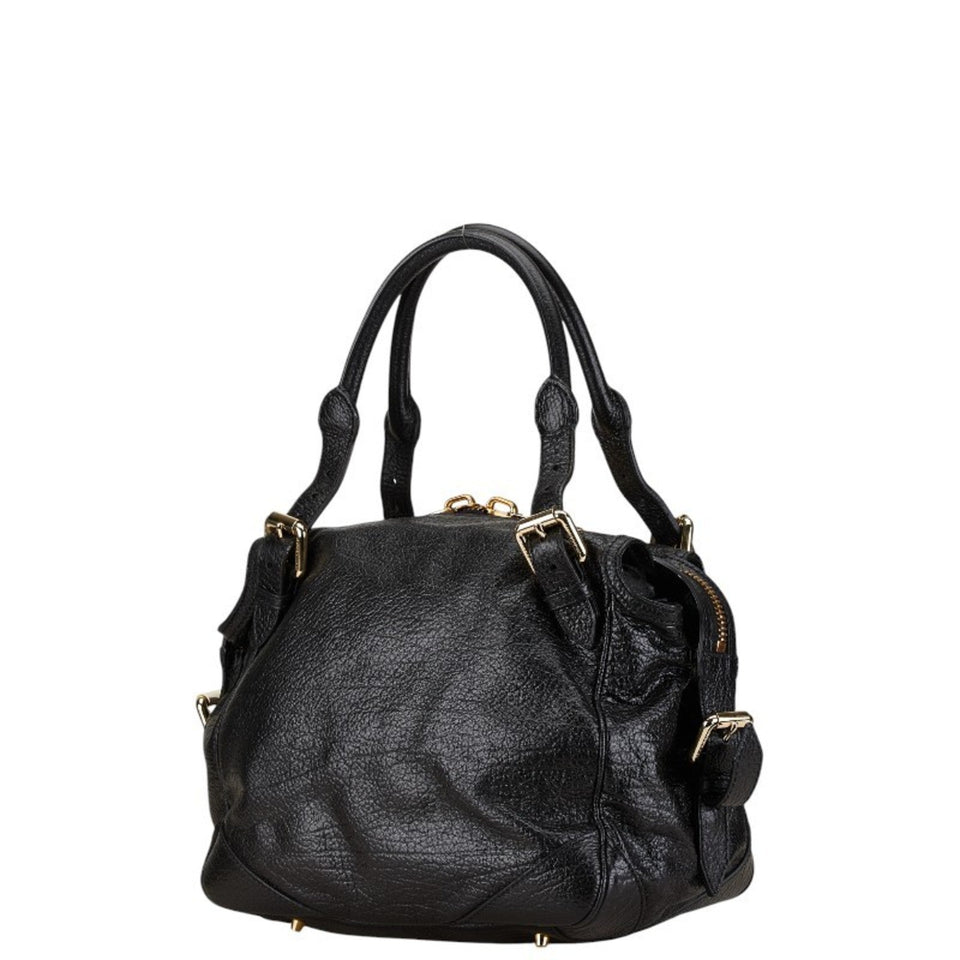 Burberry Black Leather Shoulder Bag Tote Bag ( )