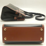 Burberry Beige Black Leather Canvas Tote Bag ( )