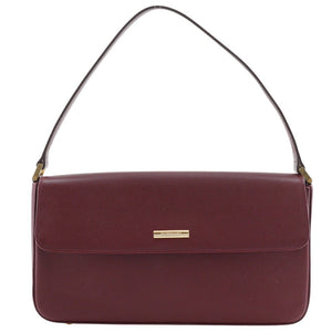 Burberry Bordeaux Red Color Leather Shoulder Bag ( )