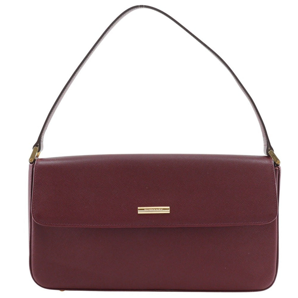 Burberry Bordeaux Red Color Leather Shoulder Bag ( )