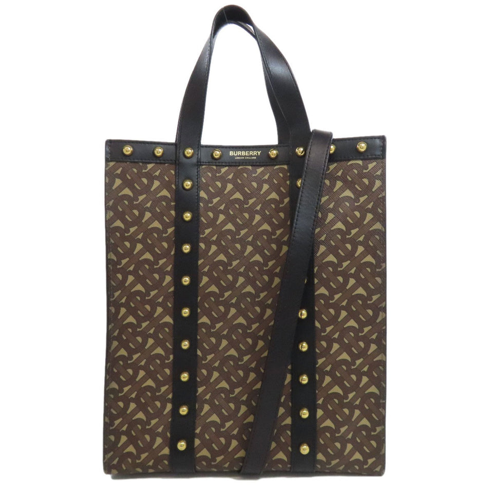 Burberry Black Brown Pvc Leather Tote Bag ( )
