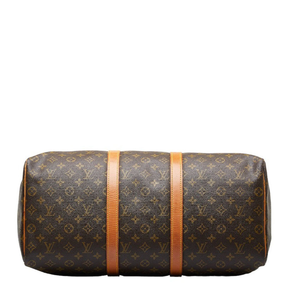 Louis Vuitton Monogram Keepall 50 Boston Bag Brown PVC Leather Ladies
