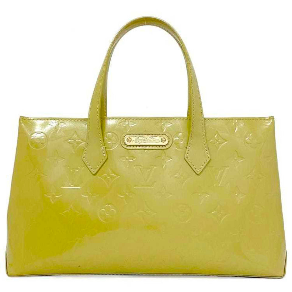 Louis Vuitton Handbag Wilshire PM Yellow Green Monogram Vernis Patent Leather M049 Embossed Enamel LV