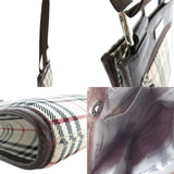 Burberry Beige Brown Canvas Leather Shoulder Bag ( )