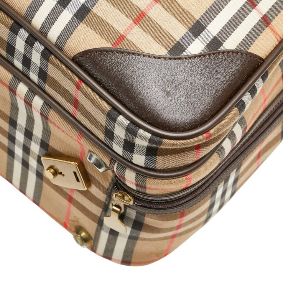 Burberry Beige Brown Canvas Leather Boston Bag Shoulder Bag ( )