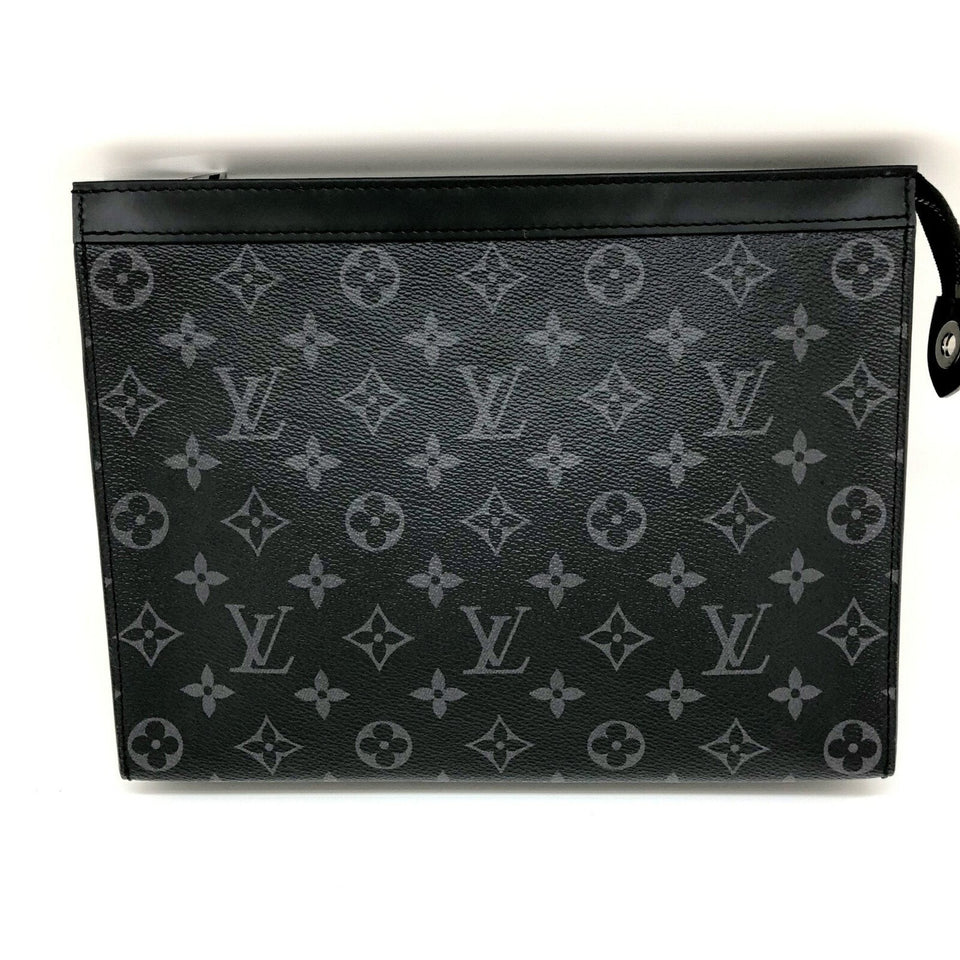 Louis Vuitton Pochette Voyage Monogram Eclipse Black Silver Hardware Men's Second Bag