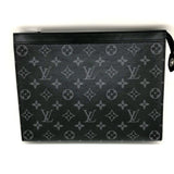 Louis Vuitton Pochette Voyage Monogram Eclipse Black Silver Hardware Men's Second Bag