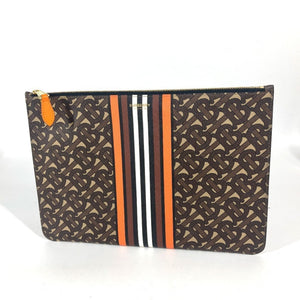 Burberry Brown Orange Leather Clutch Bag Pouch ( )