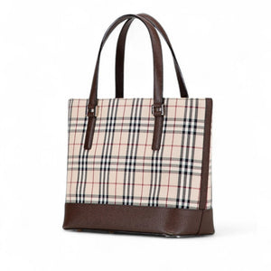 Burberry Beige Brown Canvas Leather Tote Bag ( )