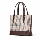 Burberry Beige Brown Canvas Leather Tote Bag ( )