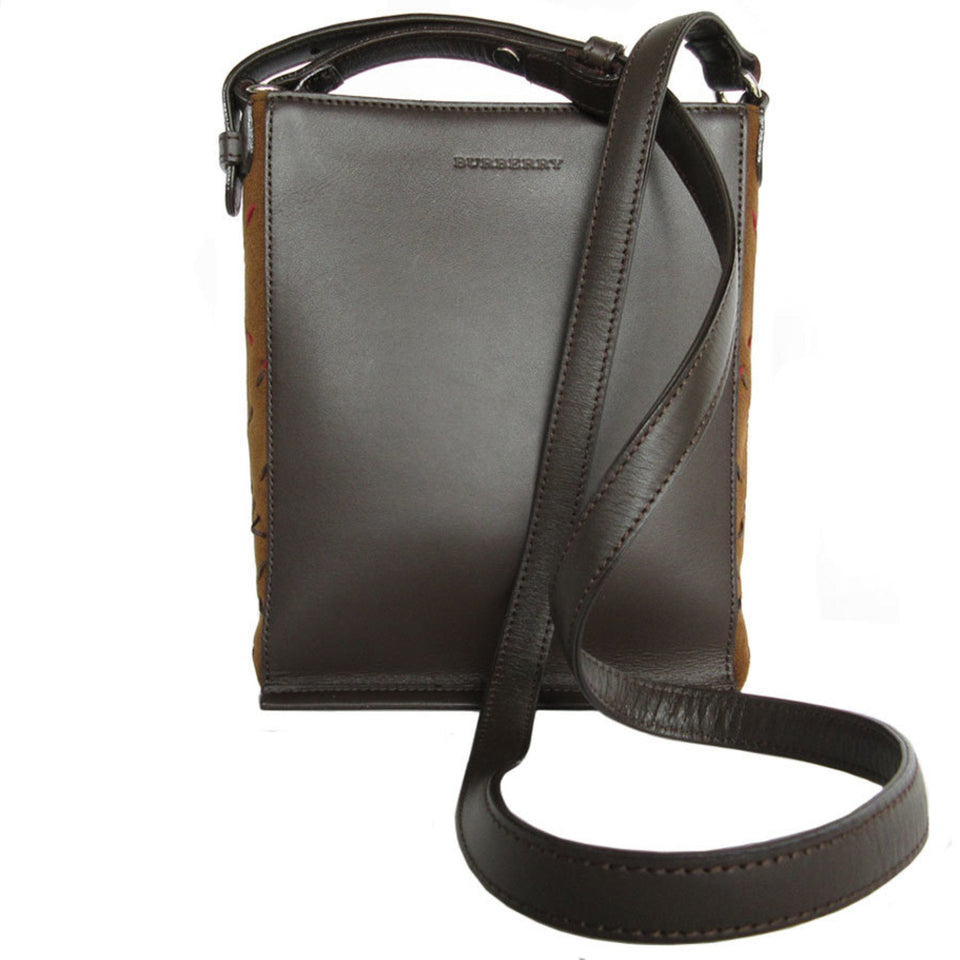 Burberry Brown Leather Suede Shoulder Bag ( )