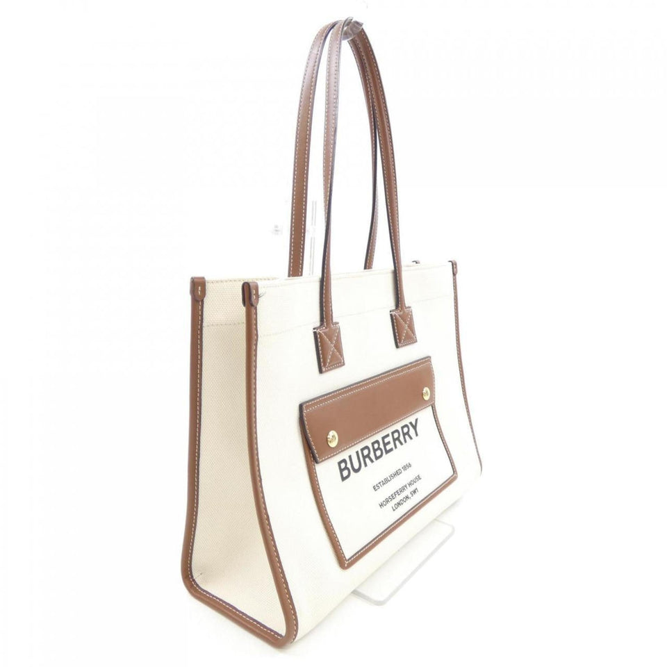 Burberry Brown White Handbag Tote Bag ( )