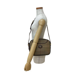 Burberry Brown Khaki Canvas Leather Shoulder Bag ( )