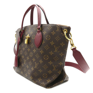 Louis Vuitton Flower zip tote MM Brown Red Bordeaux Monogram PVC coated canvas leather