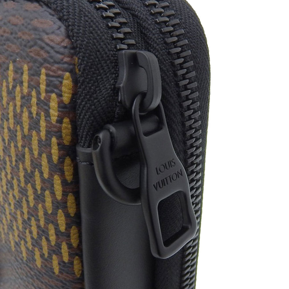 Louis Vuitton Damier Ebene Giant Double Phone Pouch Shoulder Bag Tortoise