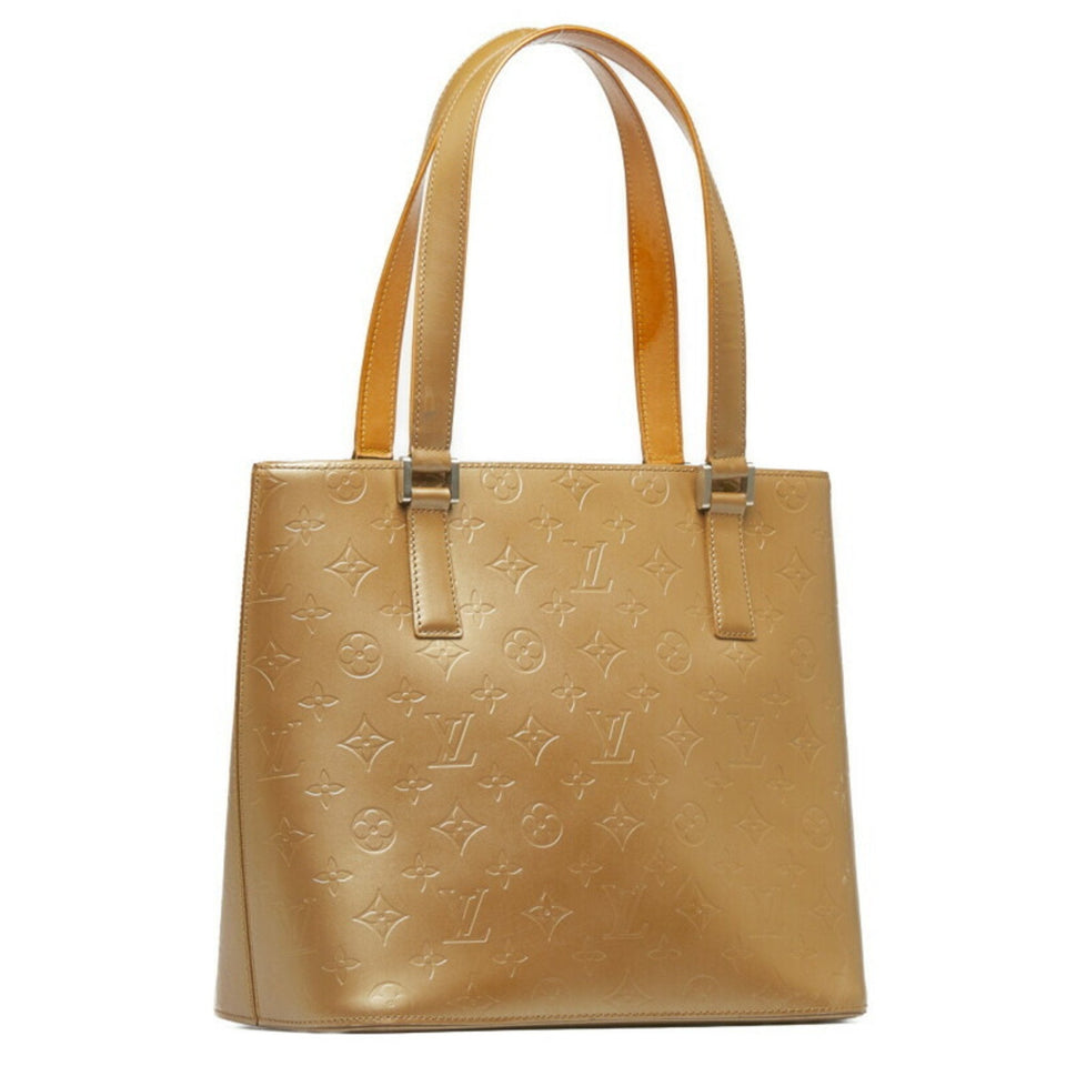 Louis Vuitton Monogram Matte Stockton Tote Bag Ambre Gold Leather Women's