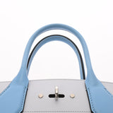 Louis Vuitton City Steamer MM Black Gray Blue Ladies Calf Bag