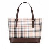 Burberry Beige Brown Canvas Leather Tote Bag ( )