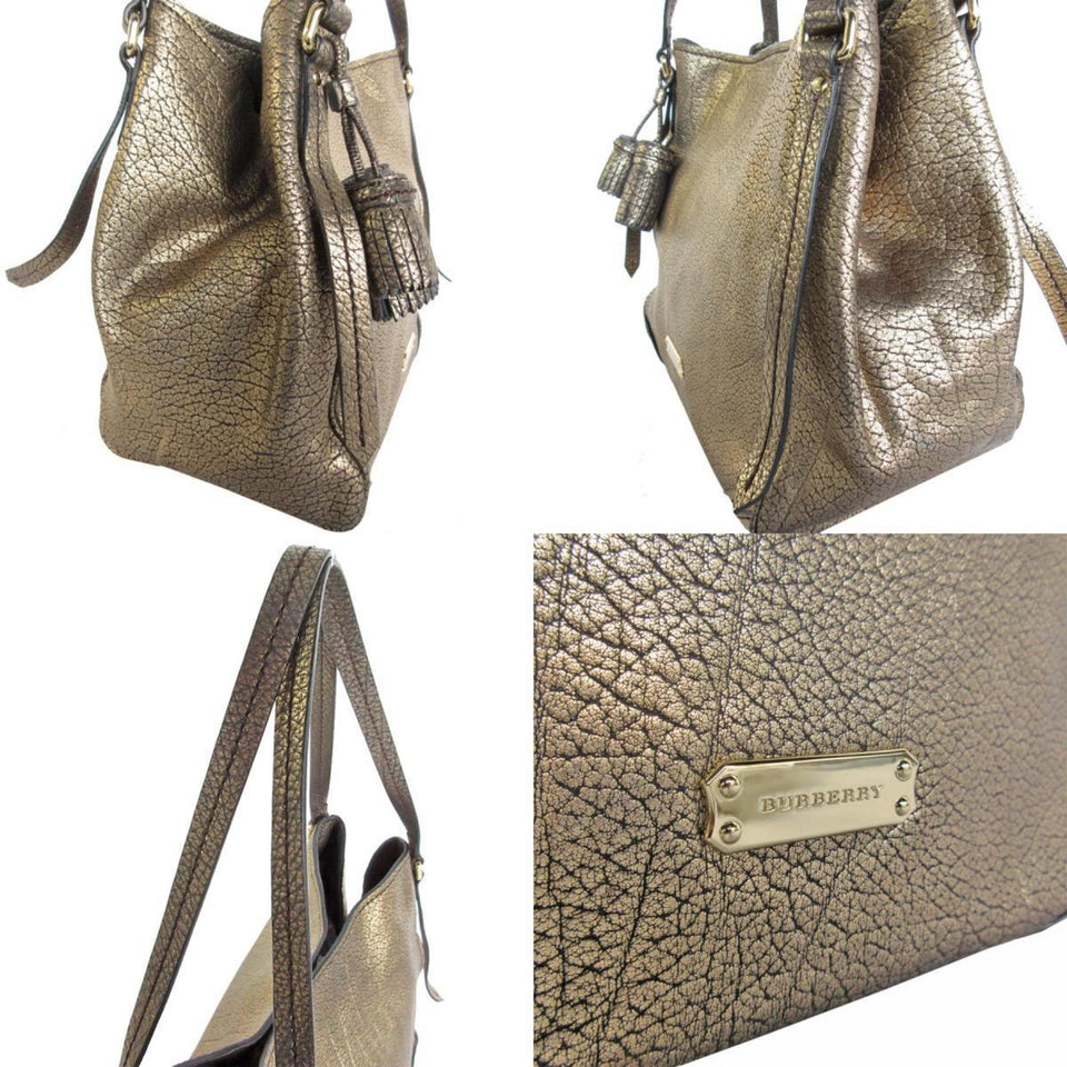 Burberry Gold Leather Shoulder Bag ( )