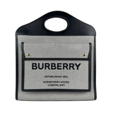Burberry Black Gray Canvas Leather Handbag Shoulder Bag ( )
