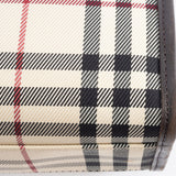Burberry Beige Brown Canvas Leather Handbag ( )