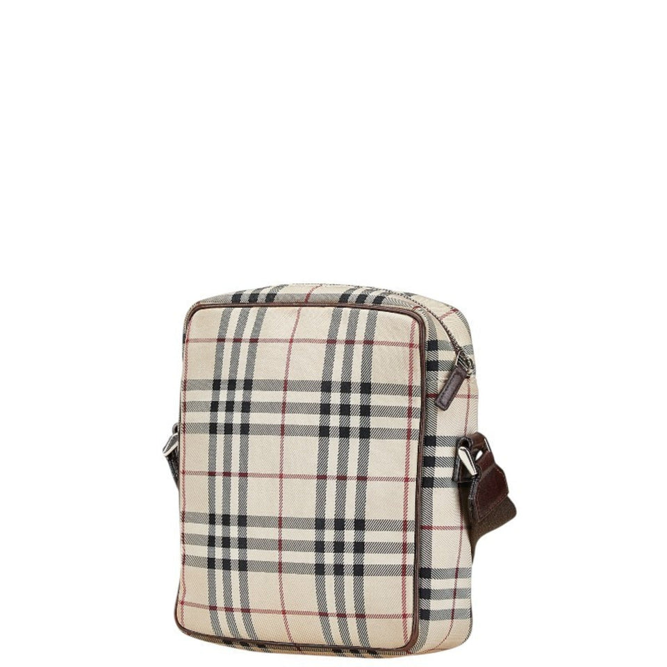Burberry Beige Brown Canvas Leather Shoulder Bag ( )