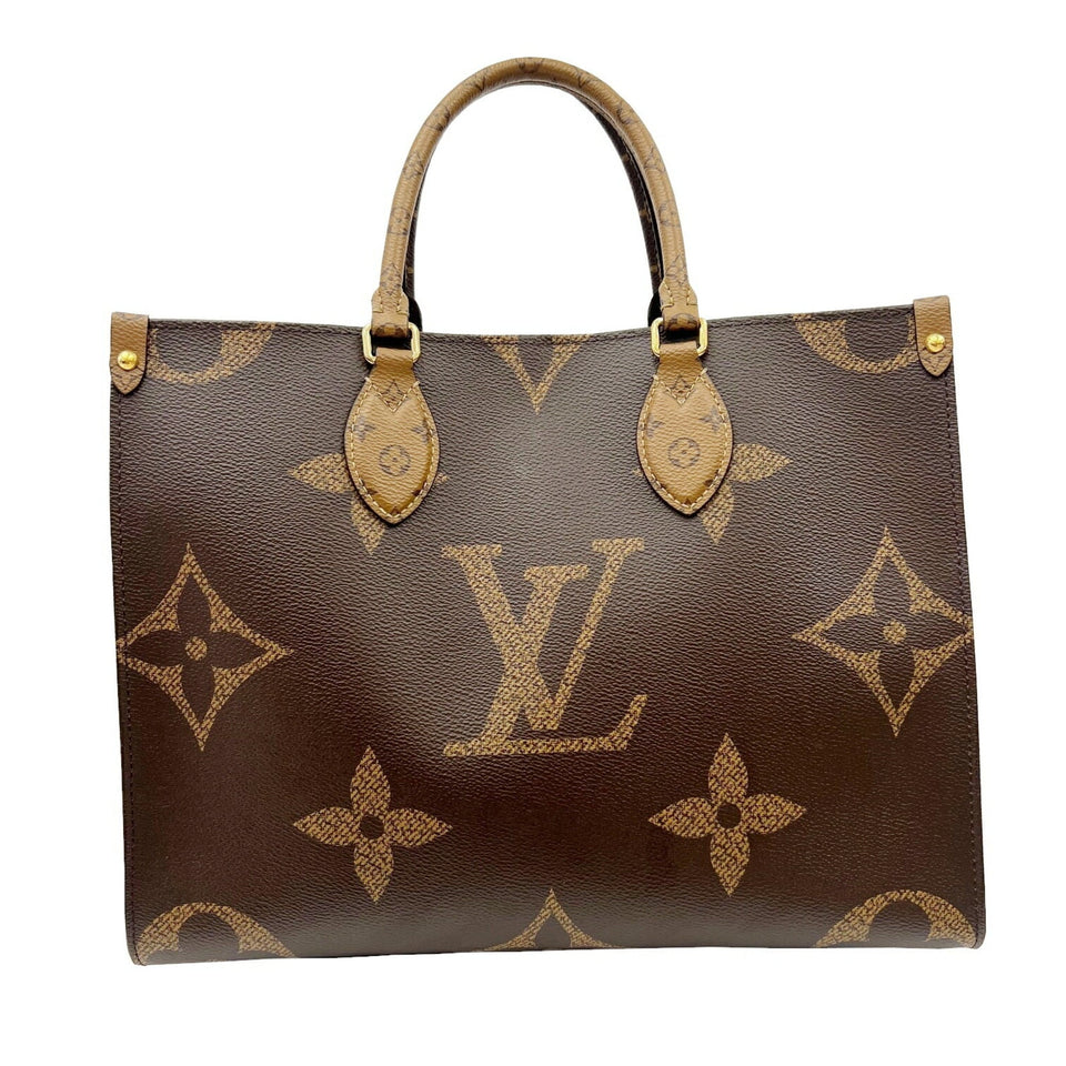 Louis Vuitton On the Go MM Giant Monogram Reverse Tote Bag HandBag Shoulder Women Men