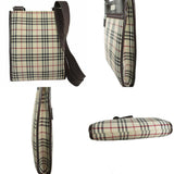 Burberry Beige Brown Canvas Leather Shoulder Bag ( )