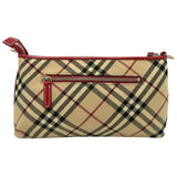 Burberry Blue Label Beige Red Color Felt Leather Shoulder Bag ( )