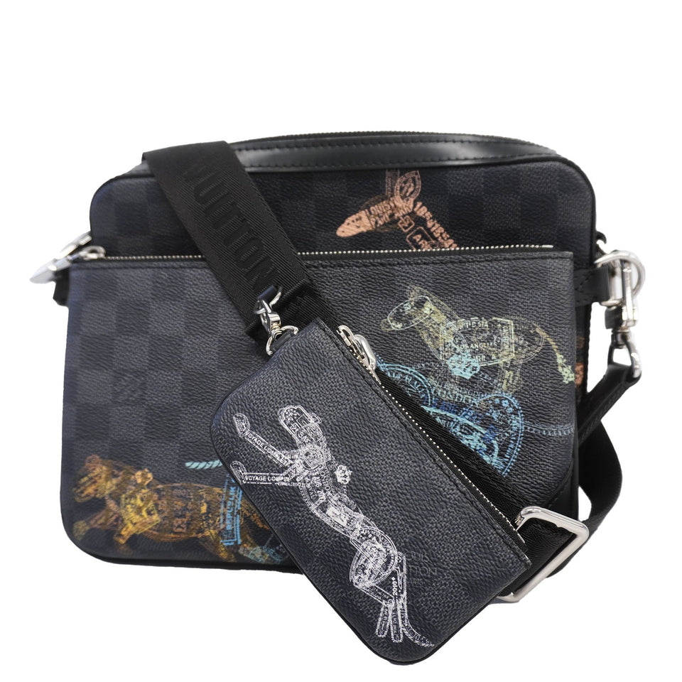 Louis VuittonAuth Damier Graphite Trio Messenger Men's Shoulder Bag