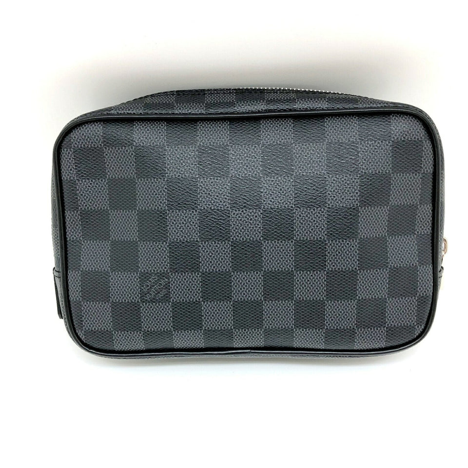 Louis Vuitton Truth Toilette PM Damier Graphite Black Silver Hardware Pouch Men's Clutch