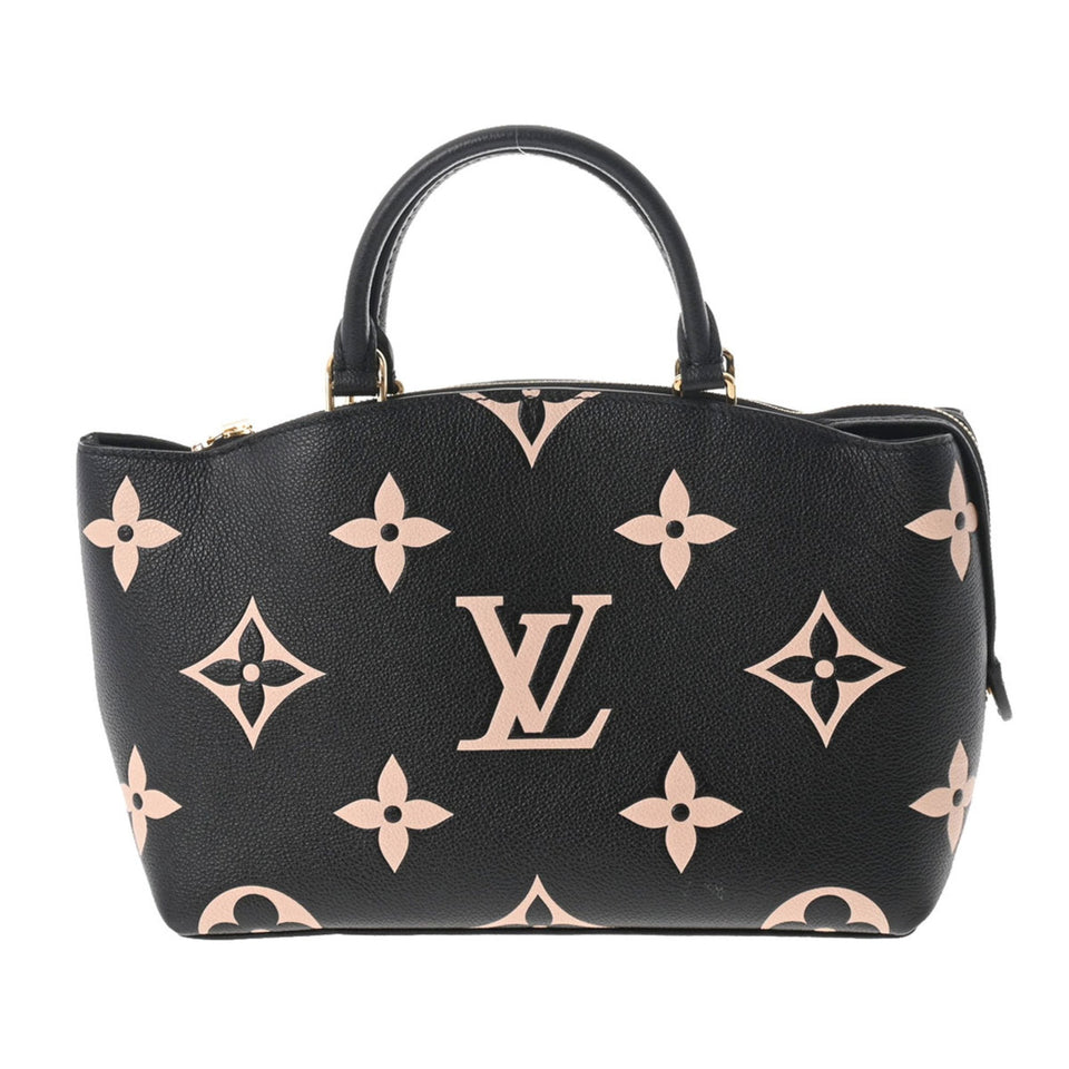 Louis Vuitton Monogram Implant Petit Palais PM Black Beige Women's Leather Bag